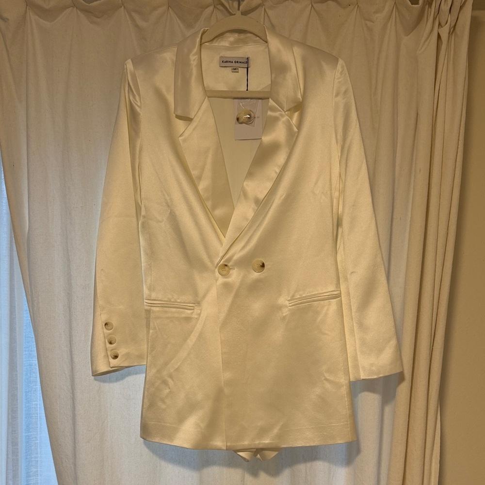 Calvin Klein Double-Breasted Cream Blazer